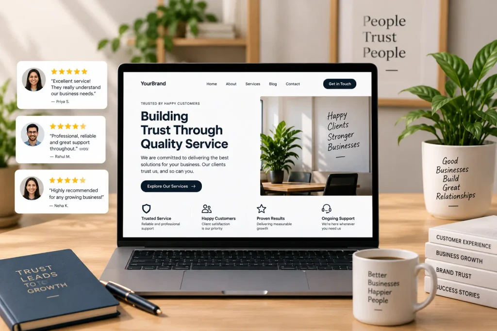 Business website helping customers access products and services online